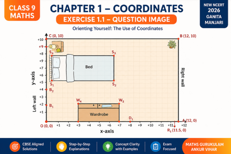 coordinate plane room layout class 9 maths chapter 1 exercise 1.1 solution diagram