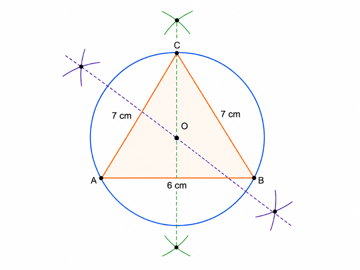 Class 9 Maths Chapter 5 Exercise 5.1 Question 3 triangle ABC with circumcircle and circumcentre O