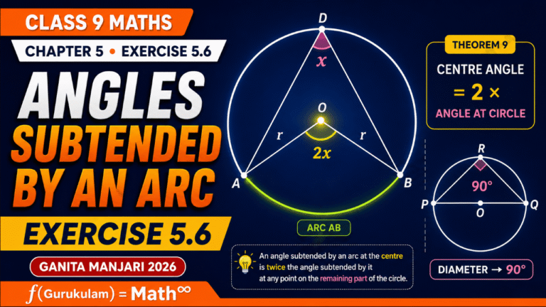 Class 9 Maths Chapter 5 Exercise 5.6 Solutions – Angles Subtended by an Arc