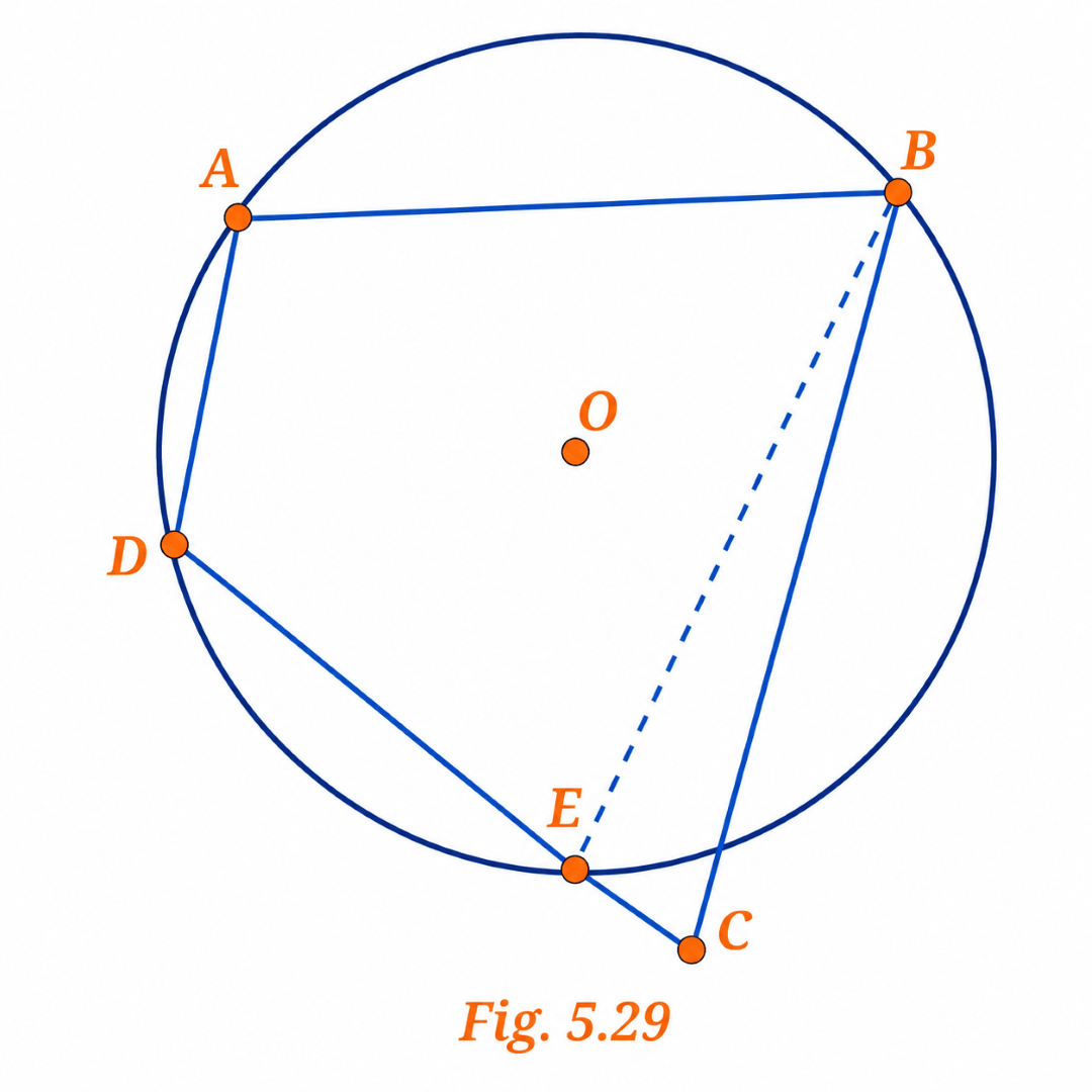 Figure 5.29 showing quadrilateral ABCD with C outside the circle through A, B and D