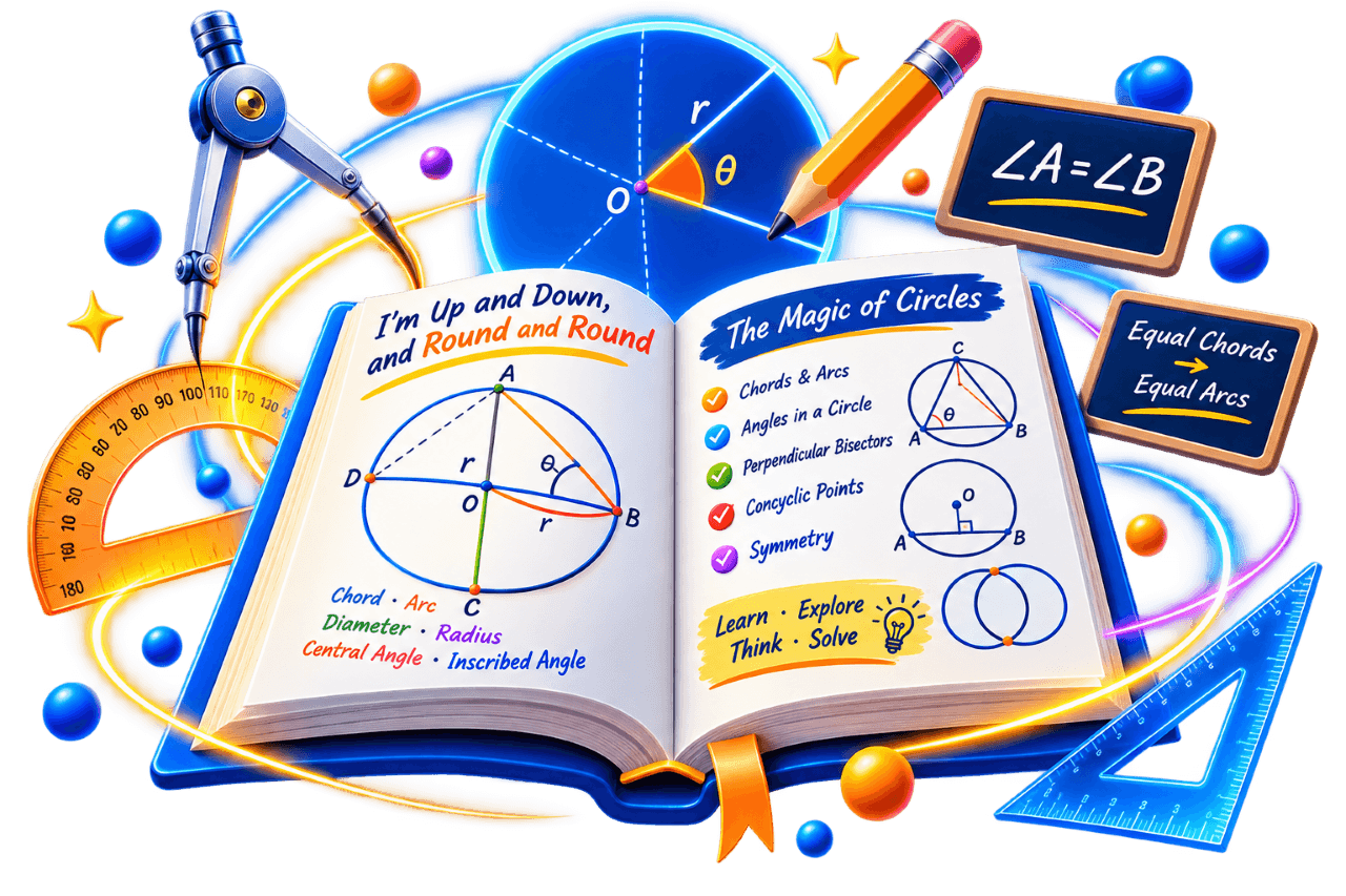 Class 9 Maths Chapter 5 Solutions – Circles, chords, angles and circle theorems from NCERT Ganita Manjari 2026–27