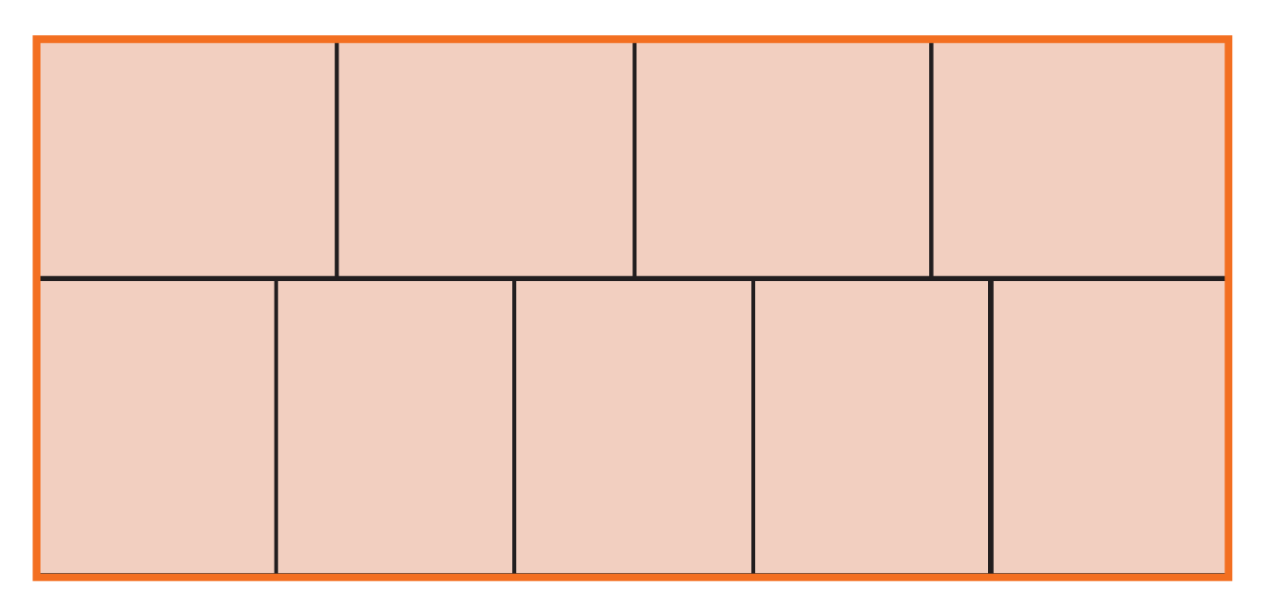Nine identical rectangles fitted together to form a large rectangle